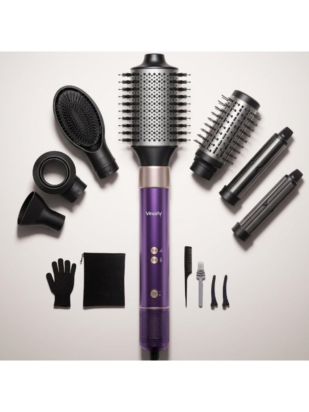 7-in-1 Hot Air Styler & Hair Dryer Brush, 1500W with Auto-Wrap Curlers